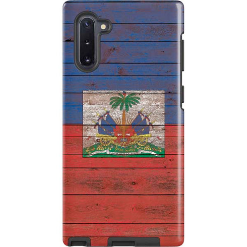 Haiti Flag Dark Wood Galaxy Cases